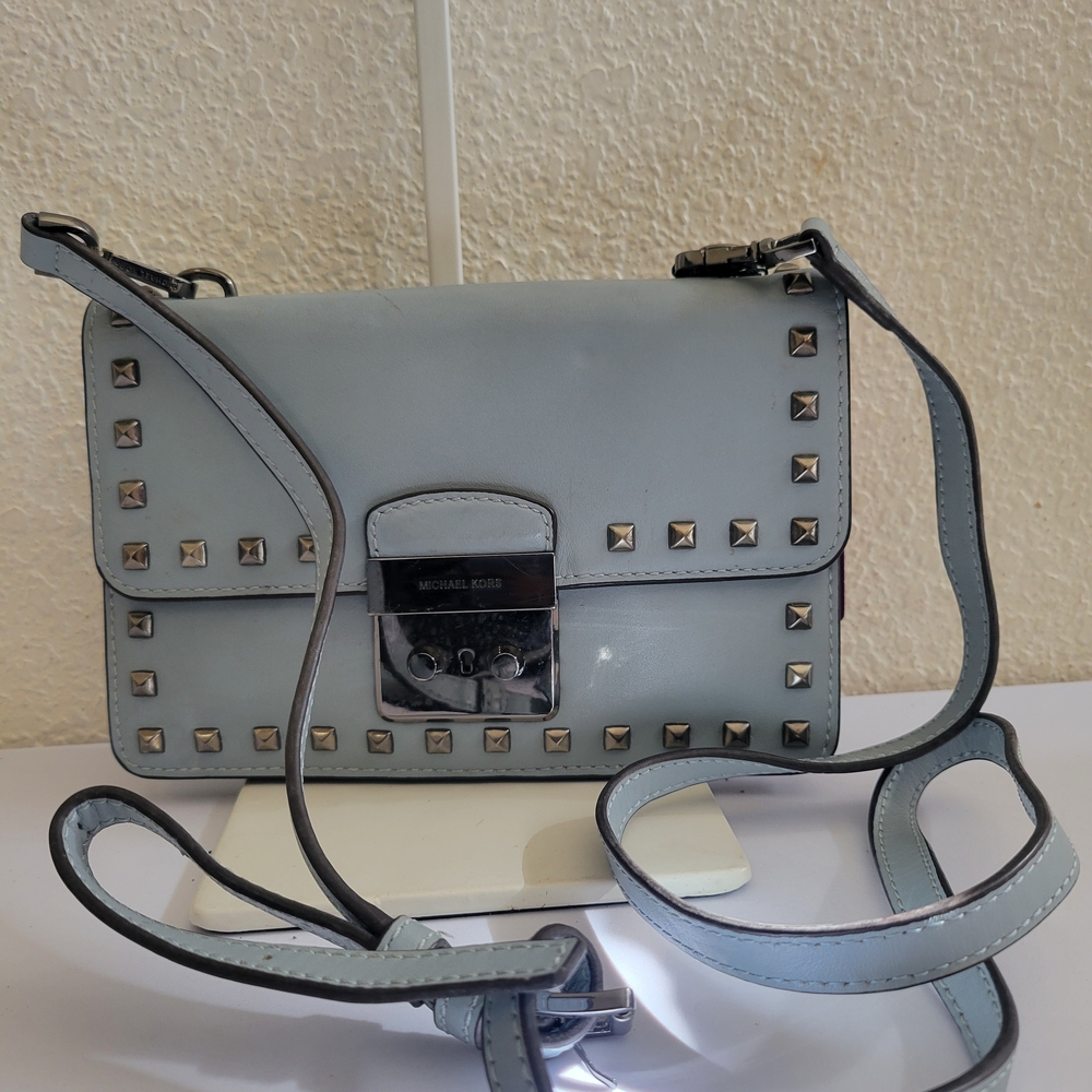 Michael Kors Sky Blue Studded Crossbody Bag